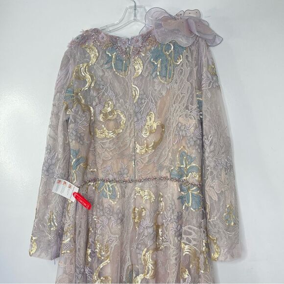 Mac Duggal 79374 Rose Applique Floral Embroidered Beaded Lace Maxi Gown, Size 16 - Picture 5 of 16